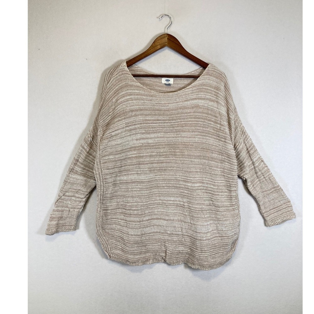 Coastal Boho Old Navy Womens XL Oatmeal‎ Beige Space Dye Oversized Knit Sweater